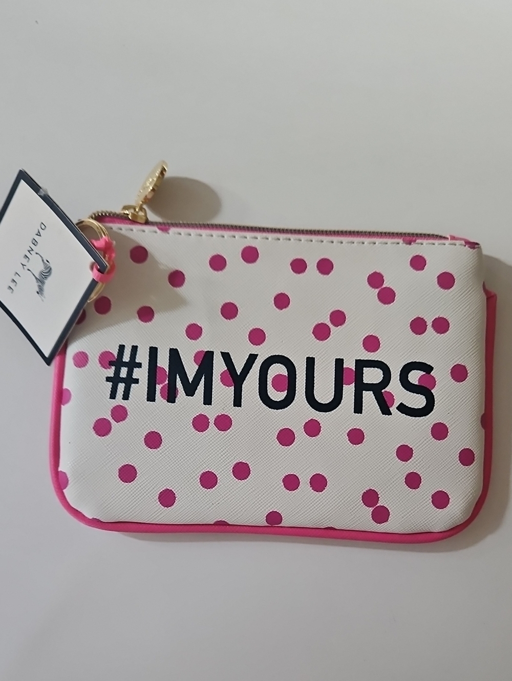 Women's White & Pink Polka Dot Wristlet Pouch - #IMYOURS